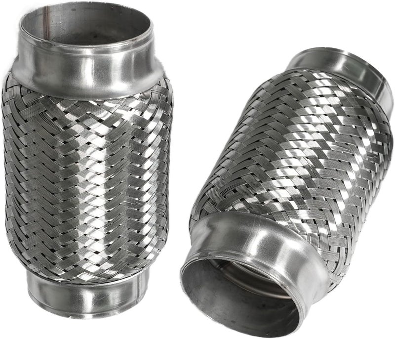 Simnliras 2.25 inch Exhaust Flex Pipe, 2.25" x 3.3"w, Stainless Steel Heavy Duty Double Braid Exhaust Flex Tube, 6" Overall Length, 2 Pack - Image 5
